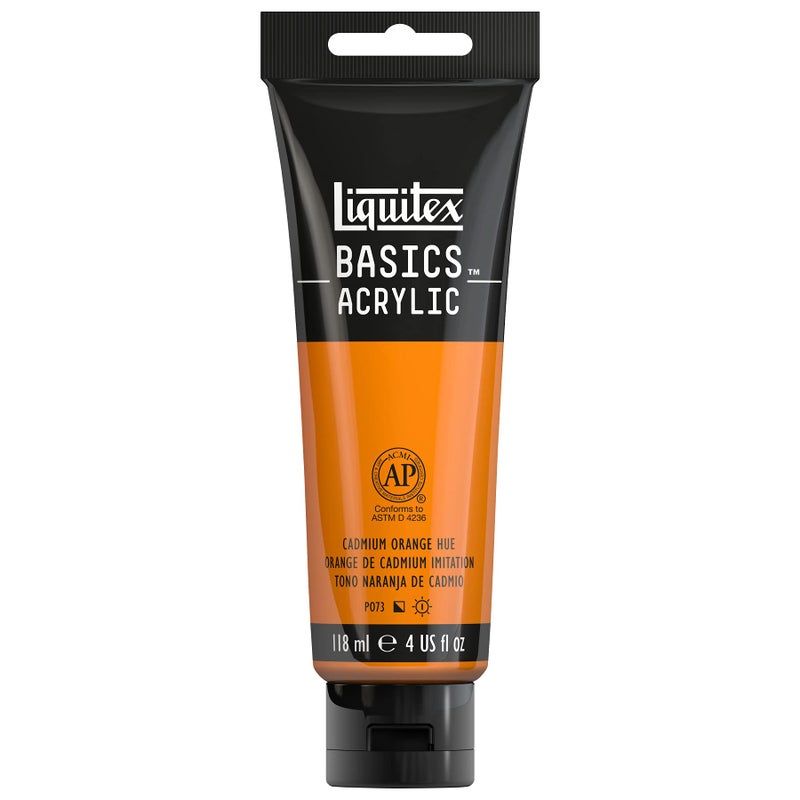 Liquitex BASICS Acrylic Paint, 118ml (4-oz) Tube, Cadmium Orange Hue - Image 1